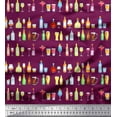 thumbnail image 1 of Soimoi Pink Rayon Crepe Fabric Bottle & Wine Glass Bar Print Fabric by Yard 46 Inch Wide, 1 of 3