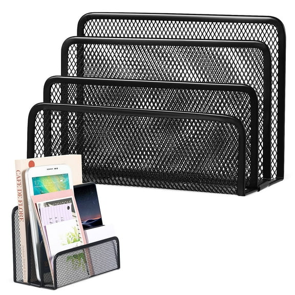 Tineasur Desk File Holder File Sorter Desktop Black 1 Set