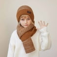 thumbnail image 3 of Winter Beanie Hat Scarf Set Kids Unisex Knit Skull Cap Long Scarf Touchscreen Mittens Clod Weather Matching Set, 3 of 3