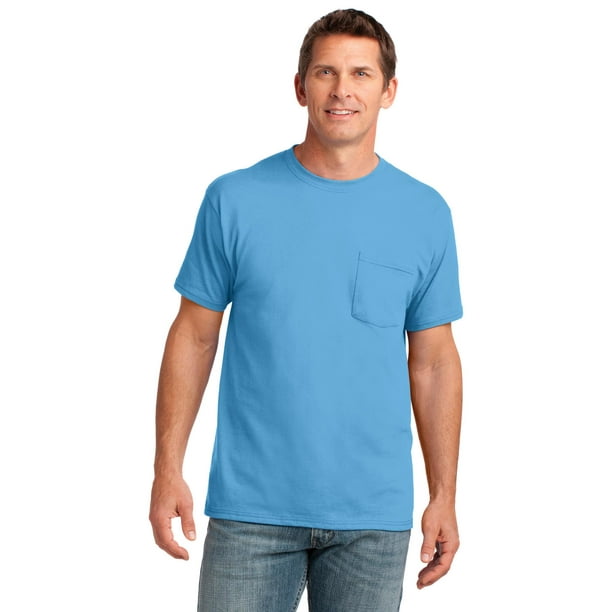 Camiseta con bolsillo de algod?n Core de Port & Company?. PC54P Azul Acu?tico 2XL Puerto & Compa??a PC54P