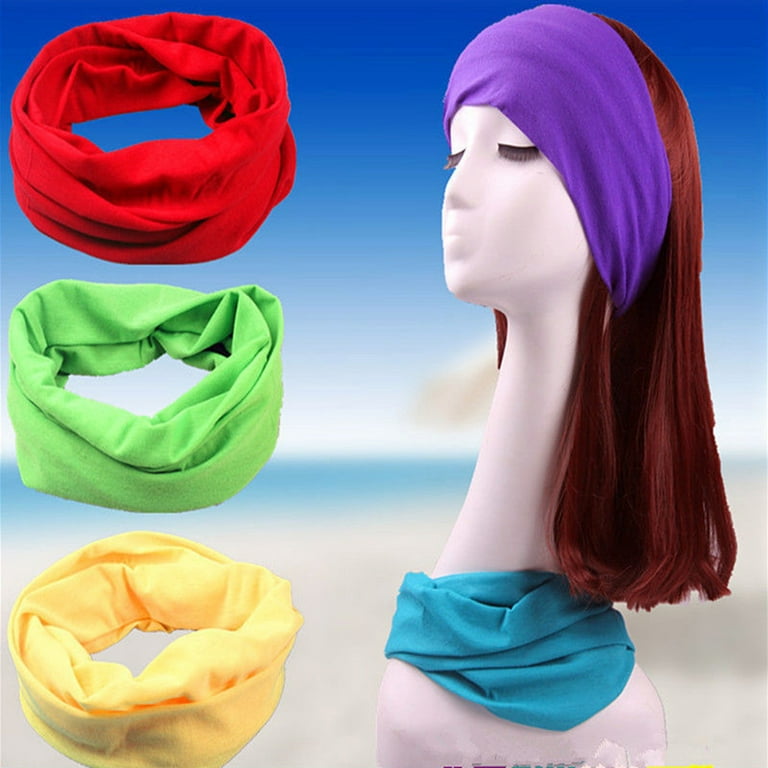 rygai Women Pure Color Cycling Headscarf Head Wrap Bandana Scarf