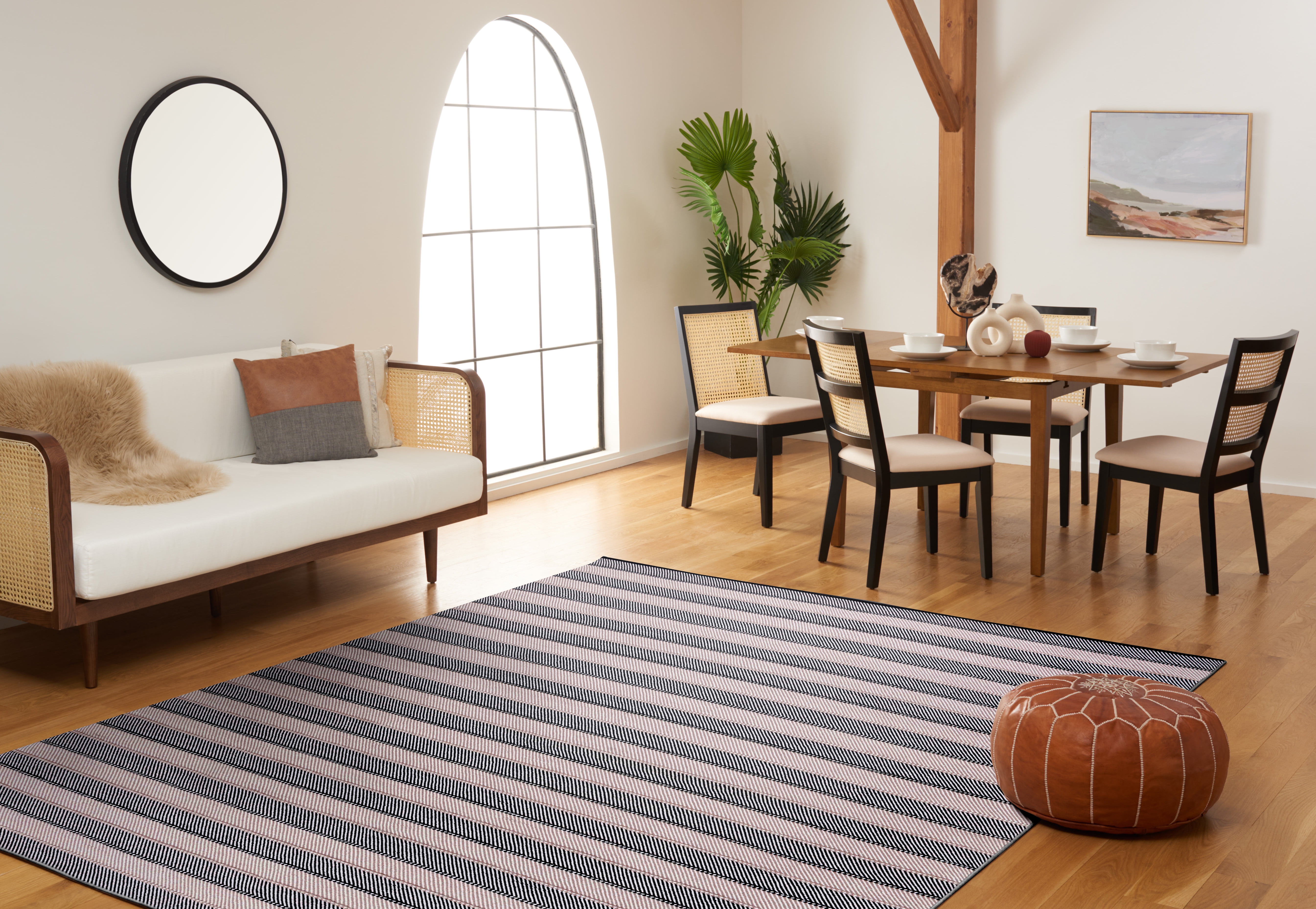 SAFAVIEH Striped Kilim Yadira Striped Cotton Area Rug, Ivory/Black, 4' x 6'