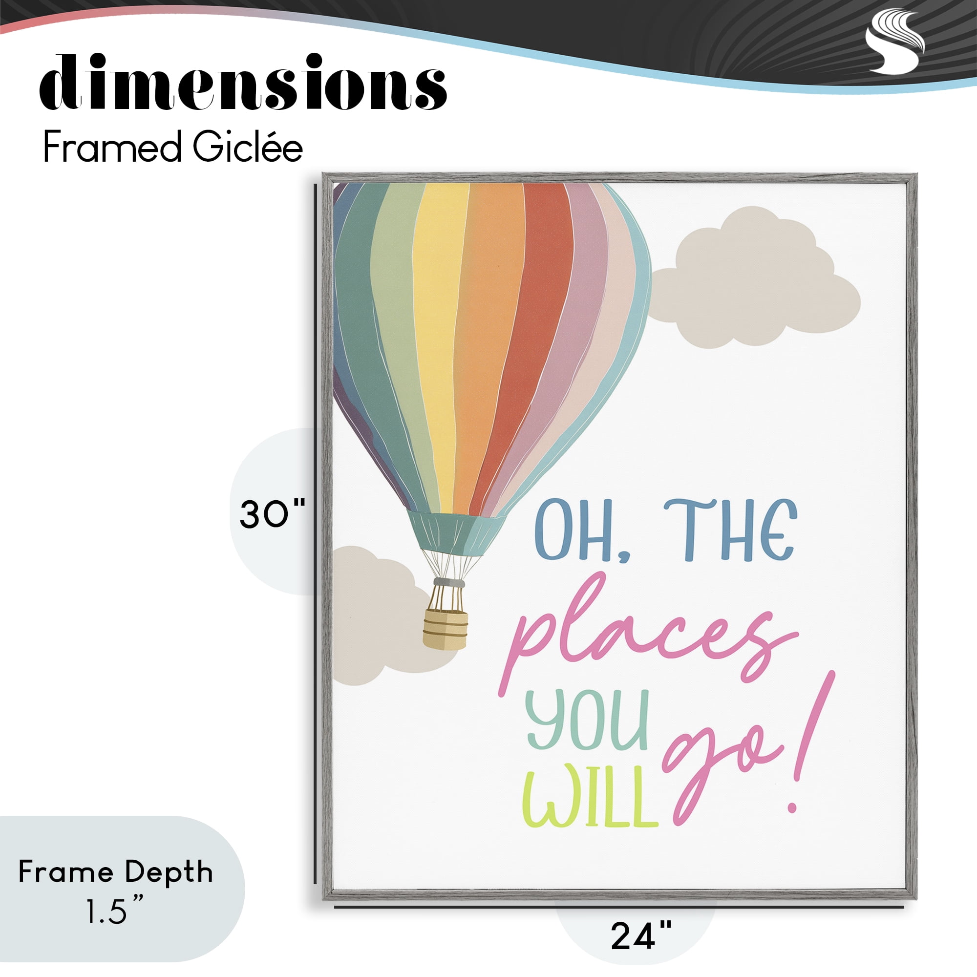Stupell Industries The Places You Will Go Gray Framed Giclee Art, design by Christine Simpson Art