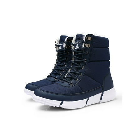 

Crocowalk Womens Winter Boots Waterproof Wide Width Mens Mid Calf Boot Lace Up Winter Shoes Outdoor Blue 10