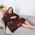thumbnail image 5 of Oversized Wearable Blanket Hoodie,Red Controllers Games Icons Black Pattern Sherpa Blanket Hoodie with Super Pockets,Super Warm Fuzzy Pullover for Women & Men, 5 of 6