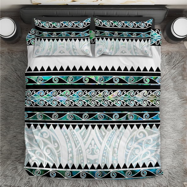 Juego de cama Aotearoa de Nueva Zelanda con estampado de conchas Paua Kowhaiwhai LT05