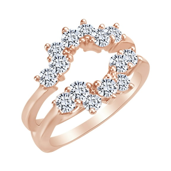 1.25 ct White Natural Diamond Enhancer Guard Ring in 14k Rose Gold