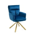 thumbnail image 4 of High-Back Upholstered Leisure Chair, Modern Velvet Swivel Chair with Gold Metal Legs, Accent Living Room Chair for Living Room, Bedroom and Apartment, Dark Blue, 4 of 6