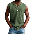 thumbnail image 2 of Mens Crew Neck Workout Tank Tops Casual Basic Sleeveless T-Shirts Summer Outdoor Training Muscle Tops with Pocket, 2 of 7