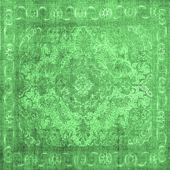 Ahgly Company Indoor Square Abstract Emerald Green Contemporary Area Rugs, 3' Square
