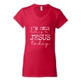 thumbnail image 2 of Wild Bobby I'm Only Talking to Jesus Today Inspirational/Christian Women Standard V-Neck Tee, Red, Medium, 2 of 6