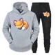 thumbnail image 3 of Conjunto de 2 piezas de sudadera y pantalones con estampado de zorro y anime para hombre, sudadera con estampado de animales de dibujos animados divertidos, pantalones, ropa de calle holgada de manga, 3 of 4