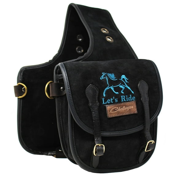 Horse Horse Challenger Western Trail Riding Saddle Suede Leather Cantle Bag Black 102AA34BK
