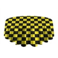 thumbnail image 5 of Yellow and Black Checkered Pattern Round Tablecloth 60"x60",Wrinkle Wipeable Table Cloth for Kitchen Dining Room Picnic Patio Party, 5 of 6