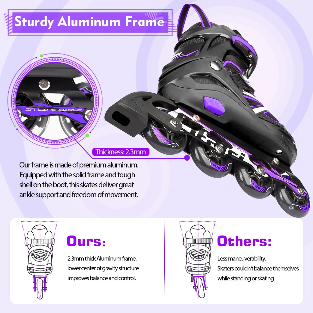 Cifaisi Adjustable Inline Skates with Illuminating Wheels for Kids,Girls and Boys,Size 6.5-8