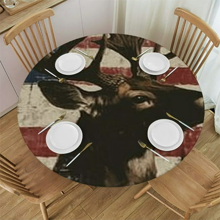 

Autua Deer Flag American Romanticism Round Tablecloth Stain-Resistant Washable for Indoor Outdoor Restaurants Weddings Parties 100% Polyester Waterproof Fabric Single-Sided Printing 42 -46