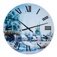 thumbnail image 2 of Designart 'Small Town In Winter Times' Traditional Wall Clock, 2 of 5