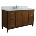 thumbnail image 3 of MCM 61" Single Rectangle Sink Vanity with White Quartz Stone in Walnut, 3 of 10