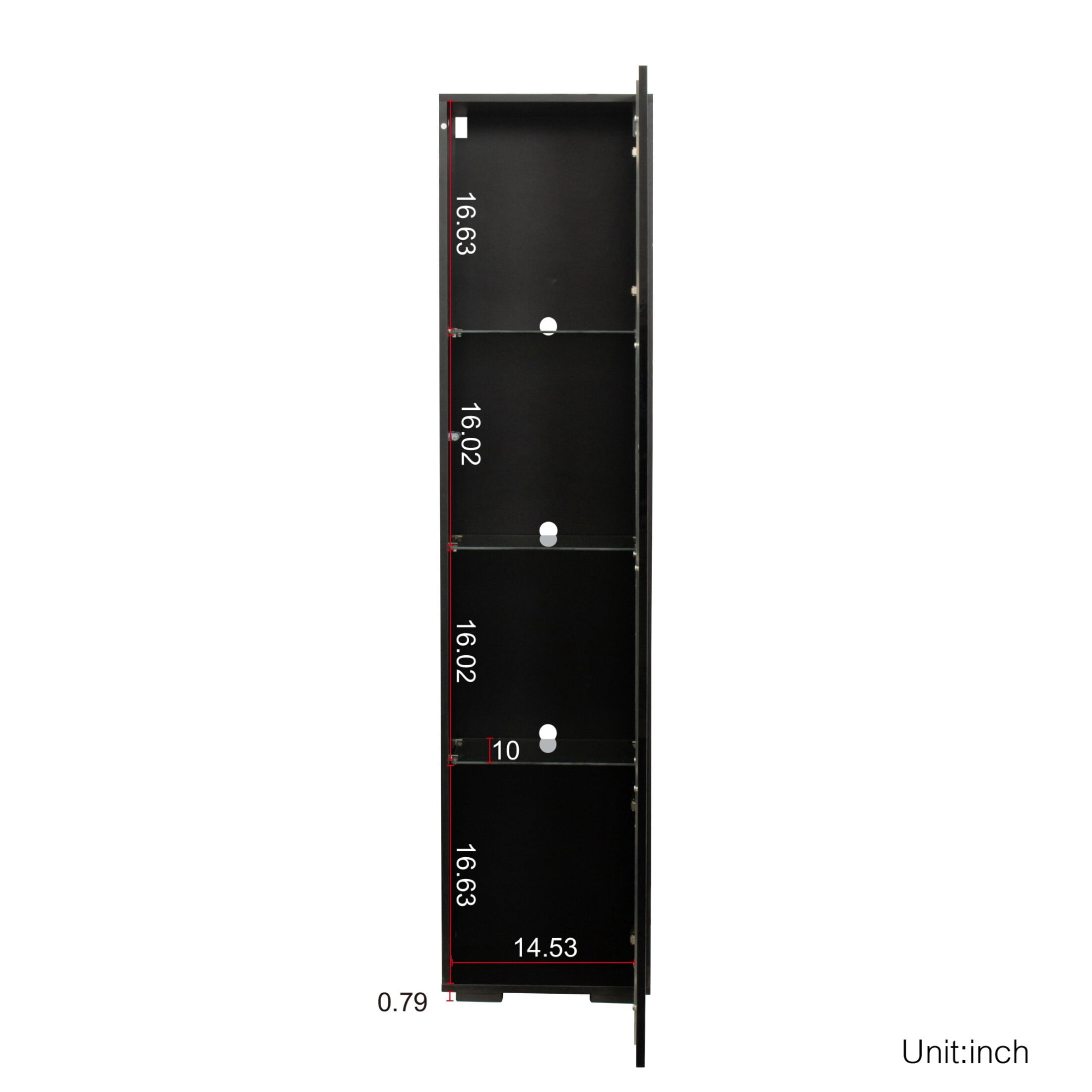 DEALTOPS Modern Display Cabinet with LED Lights, Lighted Glass Curio Cabinet with Glass Shelves, Black