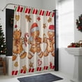 thumbnail image 3 of Christmas Shower Curtain Gingerbread Man Bathroom Curtains with Hooks, Waterproof Fabric Candy Cane Linen Red Stripes Bath Shower Curtains Set for Bathroom Bathtubs Xmas Decor 72x72 Inch, 3 of 9