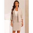 thumbnail image 4 of DARING DIVA 2Pcs Women's Notched Collar Business Pencil Skirt Suit Set S Beige, 4 of 6