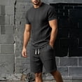 thumbnail image 3 of Gytharion 2 Piece Classic Summer Outfits for Men Round Neck Short Sleeve T-shirt with Elastic Waist Shorts Sets Soild Color Casual Sets, 3 of 8