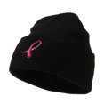 thumbnail image 2 of Hot Pink Breast Cancer Logo Embroidered Long Beanie - Black OSFM, 2 of 5