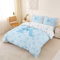 thumbnail image 2 of Erosebridal Cute Bow Initial K Girl Duvet Cover Set,Blue Bow Tie Letter Monogrammed Bedding Full For Teens,Breathable Home Decor,3-Piece,No Comforter, 2 of 5
