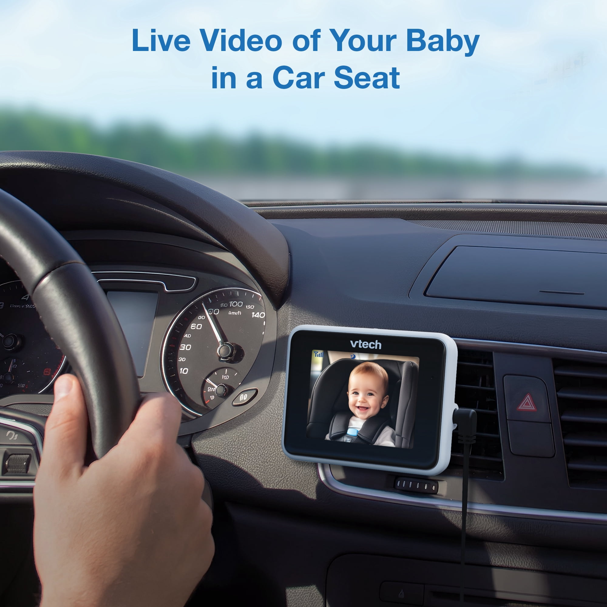 VTech V-Go In-Car Baby Monitor, 2.8" High-Resolution Display, Vent Mount Viewer & Rear Seat Camera, Backseat Infant Safety Monitoring System, Night Vision, Easy Install, Clear Video for Travel