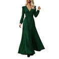 thumbnail image 2 of Conairie Womens Maxi Dresses Solid Color V Neck Loose Fashion Long Sleeve Dress Soft Lounge Long Swing Dress Green L, 2 of 4