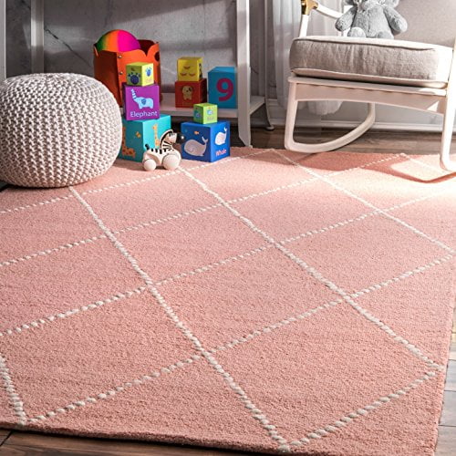 Nuloom Hand Tufted Wool Dotted Diamond, Nuloom Baby Pink Area Rug