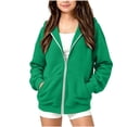 thumbnail image 3 of SDNall Girls Teen Full Zip Hooded Jacket, Solid Cotton Casual Loose Outerwear Tops, Everyday School Outdoor Outerwear Coat with Pockets 5-15 Years, 3 of 8