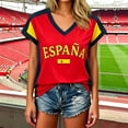 thumbnail image 2 of 2026 Soccer Game Day Women V Neck Soccer Top Spain National Team Fan Apparel Casual Short Sleeve Match Outfit Shirt, 2 of 4