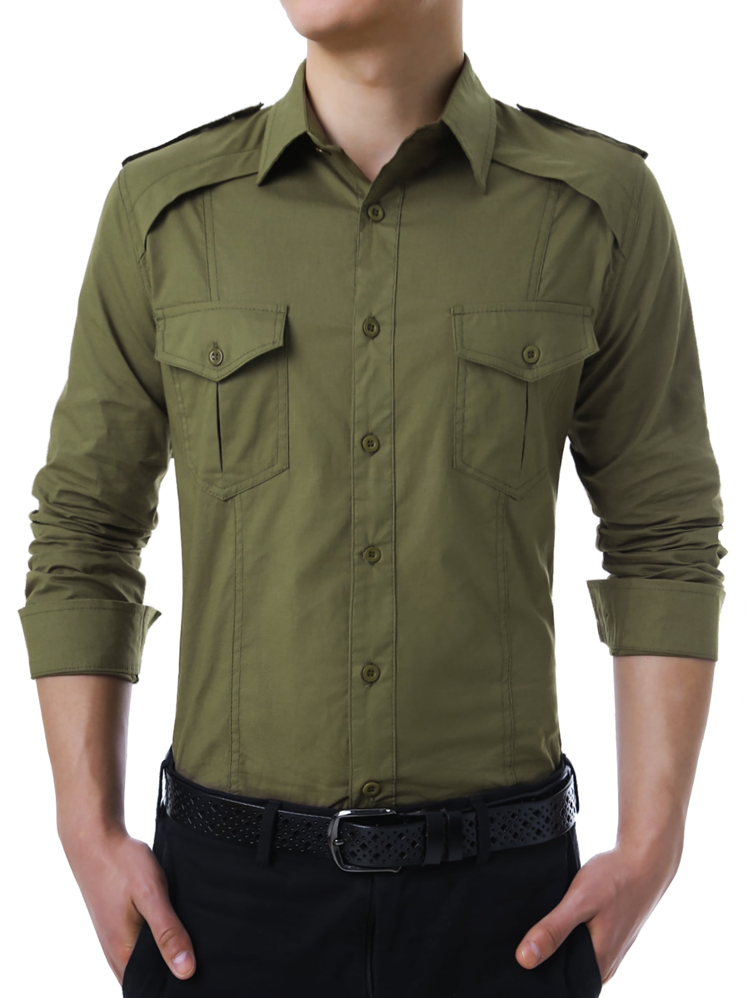 olive green button up shirt