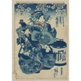 thumbnail image 2 of Utagawa Kuniyoshi 14x18 Gold Ornate Wood Frame and Double Matted Museum Art Print Titled - Tamaya Uchi Usugumo (1830), 2 of 4