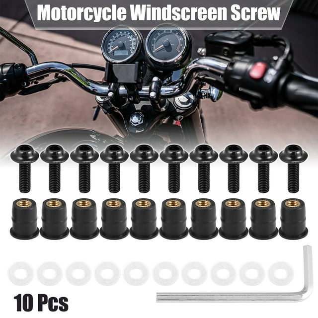 Unique Bargains 10pcs M5 5mm Motorcycle Windscreen Screws Fairing Windscreen Screws Bolt Windshield Mounting Nuts Purple