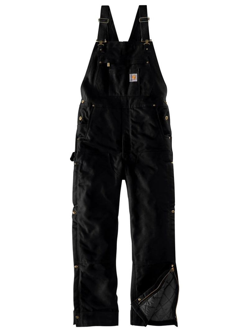Carhartt Men's Firm Duck Insulated Bib Work Overalls Black LS US