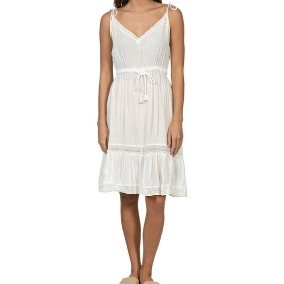 Hurley Womens Peasant Midi Dress, White, Small