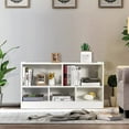 thumbnail image 2 of 5 Cube Bookcase, Wood Bookshelf with Open Storage Shelves, Modern Display Shelf, Low Bookshelves and Bookcases, Small Book Shelf for Bedroom, Living Room, Hallway, Kid’s Playroom (White), 2 of 6
