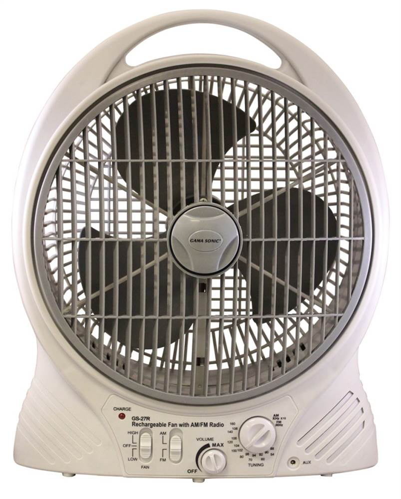 Gama Sonic Rechargeable 12 Inch Cooling Fan With Am Fm Radio And Mp3 Input Gs 27r Walmartcom Walmartcom