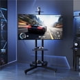 thumbnail image 3 of Yaheetech Meuble Télé Mobile Ajustable avec Roues Verrouillables et 2 Tablettes de Rangement, Noir, 3 of 7