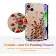 thumbnail image 2 of Case for iPhone 14 Plus/iPhone 15 Plus, Colorful Retro Oil Painting Flower Laser Glossy Cute Curly Wave Edge Exquisite Phone Cover Stylish Durable TPU Protective Case for Girls Women - Beige, 2 of 12