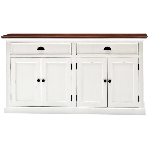 Pemberly Row Accent Classic Buffet in Pure White and Dark Wood