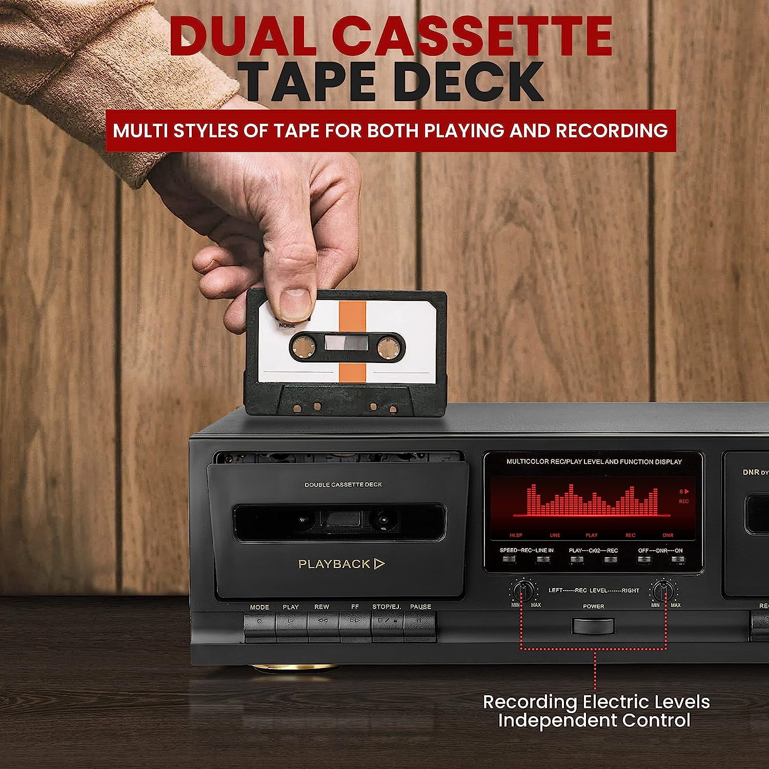 Pyle Dual Cassette Deck Stereo - Excellent Hi-Fi Sound, Compact and  Portable Tape Recorder Player with Digital Professional Noise Reducing  System and RCA Cables, Record & Play Audio and Music 