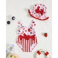thumbnail image 2 of KIMI BEAR Newborn Baby Girls Swimsuits 0-3 Months One-piece Bathing Suits Sleeveless Strawberry Beach Wear with Hat 2pcs Red, 2 of 9
