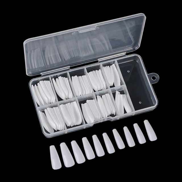 100 Uds uñas postizas uñas acrílicas puntas de cobertura completa ataúd manicura bailarina Uv Gel acrílico uñas Kit herramientas falsas Xemadio HMHZ191-3