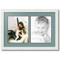 ArtToFrames Collage Photo Picture Frame with 2 - 8.5x11 Openings, Framed in White with Nile Green and Black Mats (CDM-3966-37)