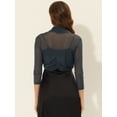 thumbnail image 4 of Semi Sheer Elegan Mangas Largas Bolero Shrug Top para Mujer Gris oscuro L, 4 of 5