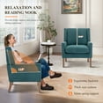 thumbnail image 5 of EOP Modern Oversized Accent Chairs Set of 2, Upholstered Fabric Reading Armchairs, Living Room Chairs with Wood Legs, Single Sofa Chairs for Living Room, Bedroom, Office, Teal, 5 of 7