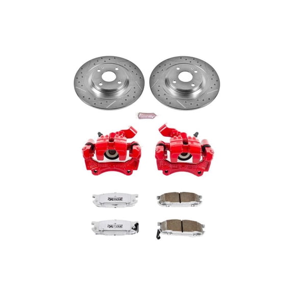 PowerStop Rear Z26 Street Warrior Brake Pad and Rotor Kit with Red Powder Coated Calipers Fits: MAZDA Select Models KC5267-26